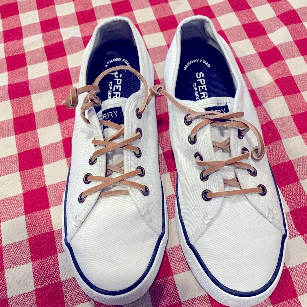 Women’s lace up white shoes